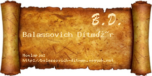 Balassovich Ditmár névjegykártya